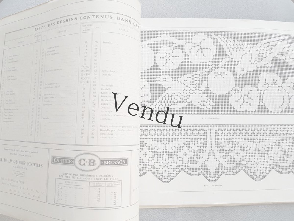 画像3: フランスアンティーク　フィレレース図案集 大判サイズ GRAND ALBUM DE MODELES POUR FILET No.3 Edouard Boucherit (3)