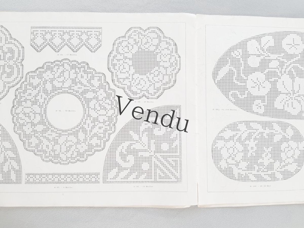 画像8: フランスアンティーク　フィレレース図案集 大判サイズ GRAND ALBUM DE MODELES POUR FILET No.3 Edouard Boucherit (8)