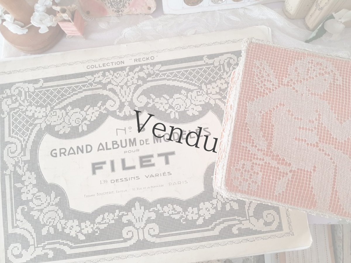 画像15: フランスアンティーク　フィレレース図案集 大判サイズ GRAND ALBUM DE MODELES POUR FILET No.3 Edouard Boucherit (15)