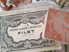 画像15: フランスアンティーク　フィレレース図案集 大判サイズ GRAND ALBUM DE MODELES POUR FILET No.3 Edouard Boucherit (15)