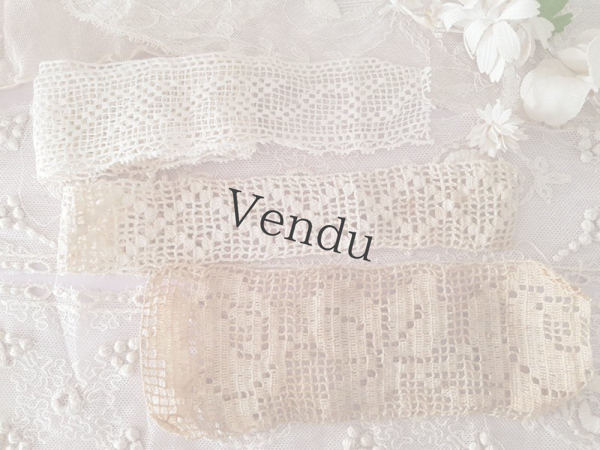 画像3: フランスアンティーク　フィレレース3点セット (3)