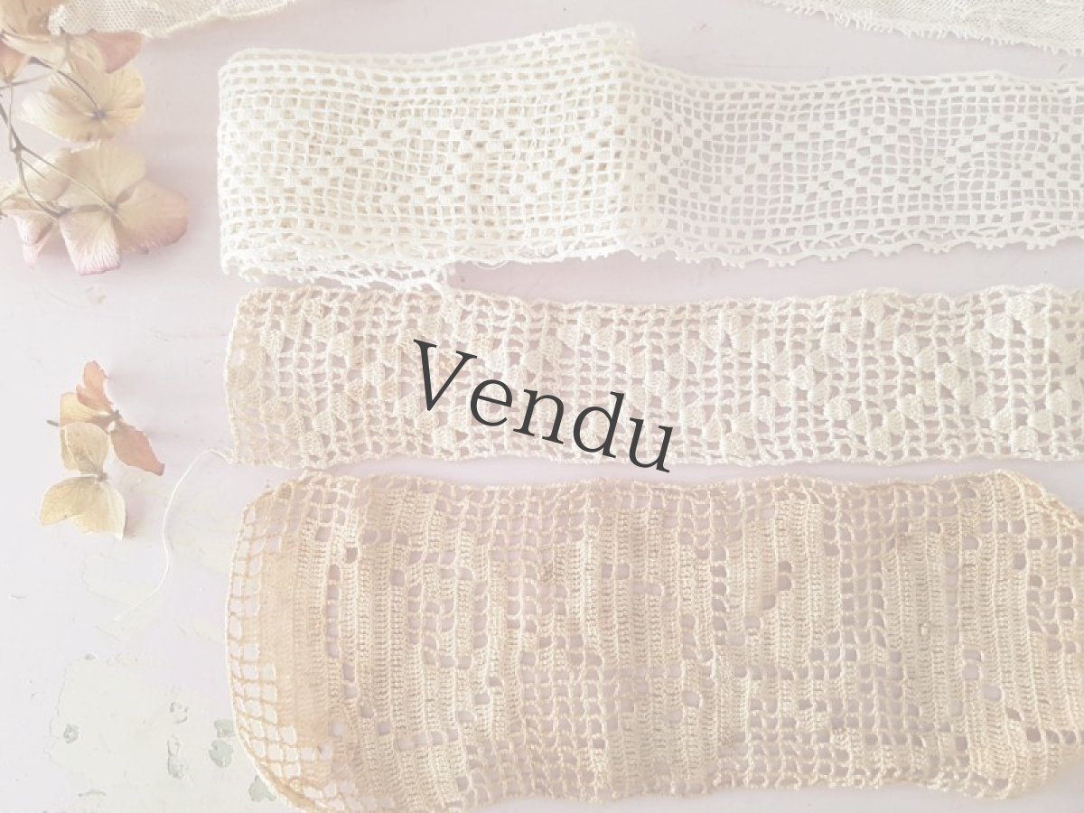 画像4: フランスアンティーク　フィレレース3点セット (4)