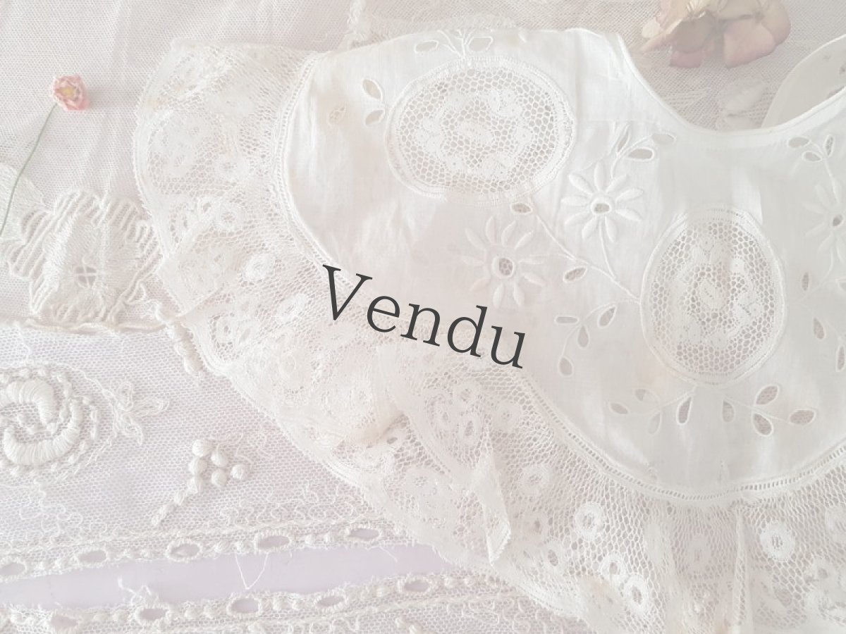 画像2: フランスアンティーク　ヴァランシエンヌレースとカットワークのバボワール (2)