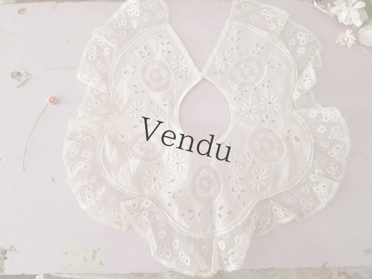 画像6: フランスアンティーク　ヴァランシエンヌレースとカットワークのバボワール (6)