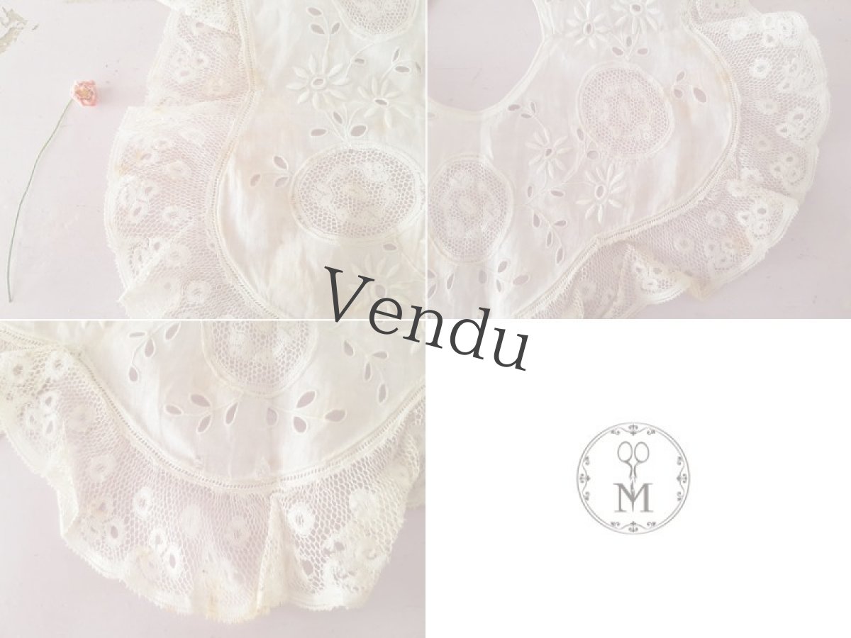 画像7: フランスアンティーク　ヴァランシエンヌレースとカットワークのバボワール (7)