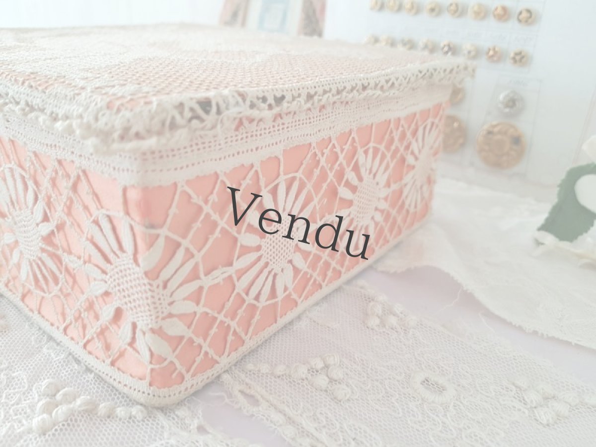 画像4: フランスアンティーク　天使のフィレレースカルトナージュボックス AU PRINTEMPS (4)