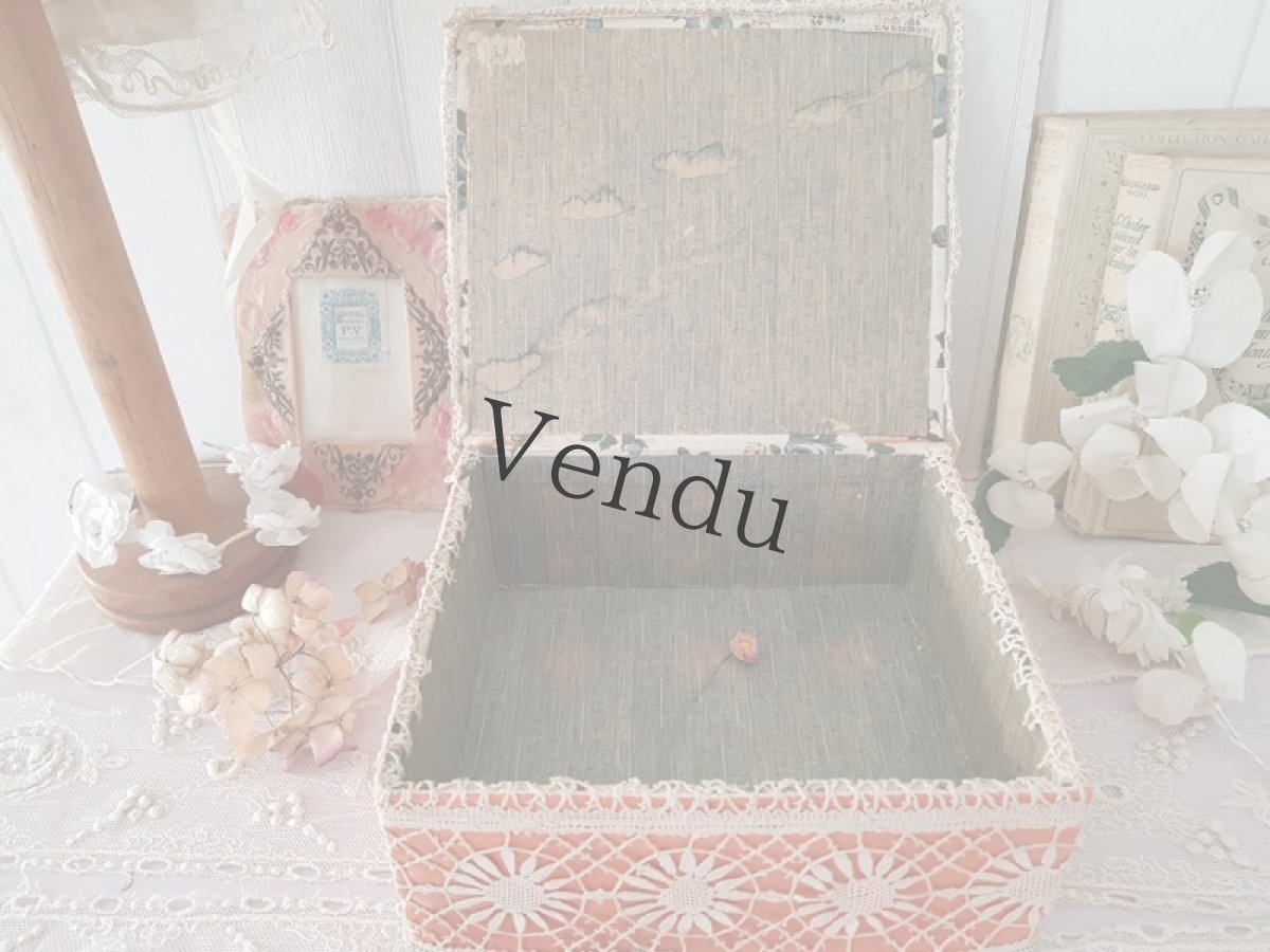 画像5: フランスアンティーク　天使のフィレレースカルトナージュボックス AU PRINTEMPS (5)