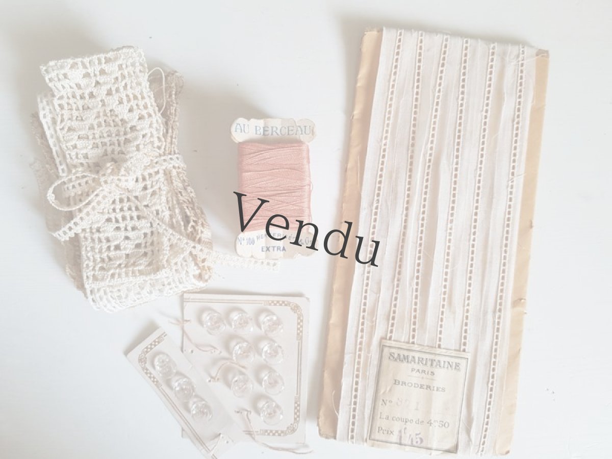 画像7: フランスアンティーク　フィレレース3点セット (7)