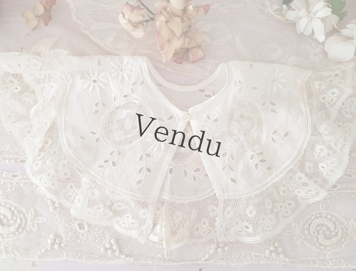 画像5: フランスアンティーク　ヴァランシエンヌレースとカットワークのバボワール (5)