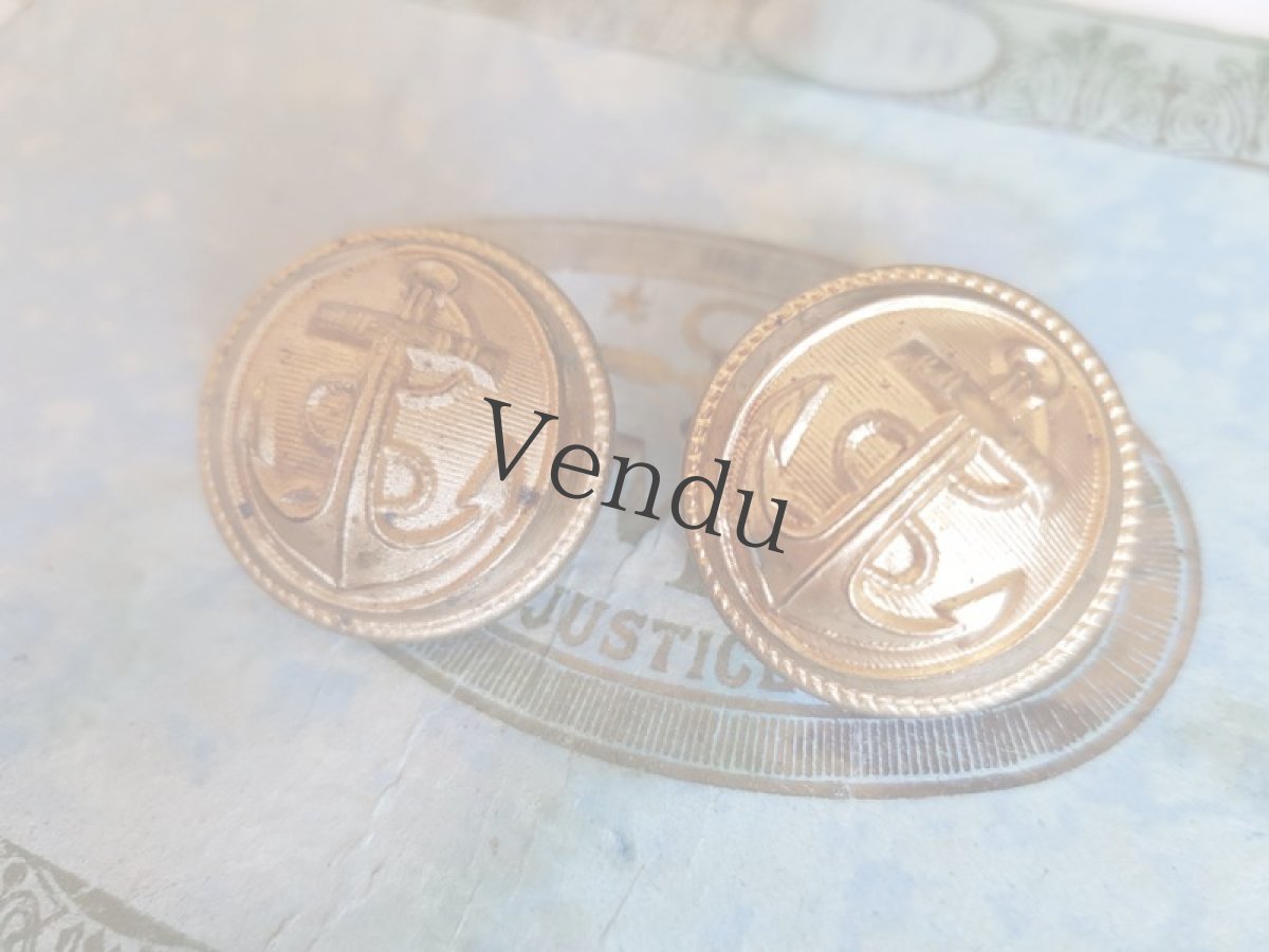 画像3: フランスヴィンテージ　フランス海軍メタルボタン ２個セット 25mm (3)