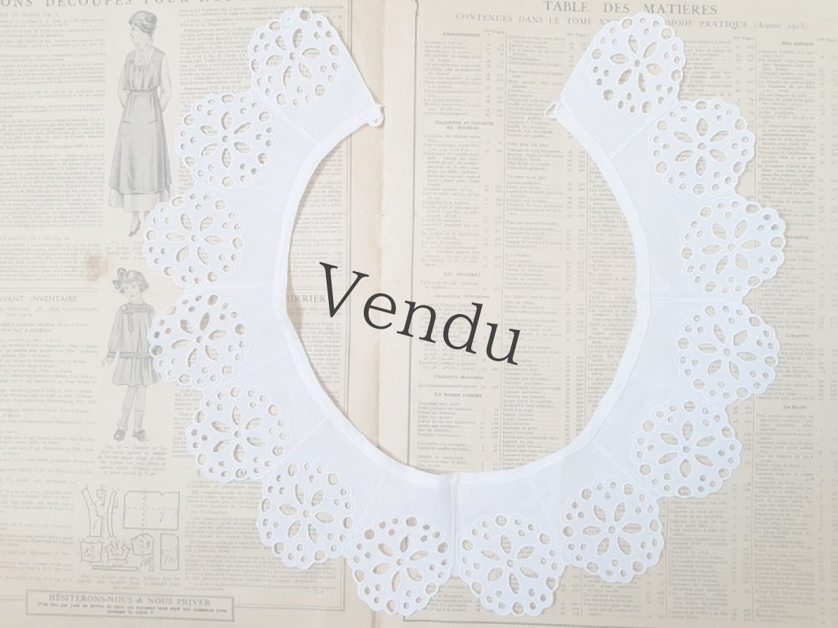 画像6: フランスヴィンテージ　スカラップレースのつけ襟 (6)