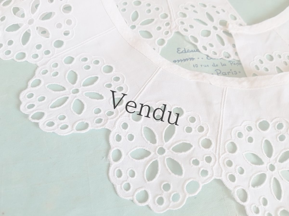 画像2: フランスヴィンテージ　スカラップレースのつけ襟 (2)