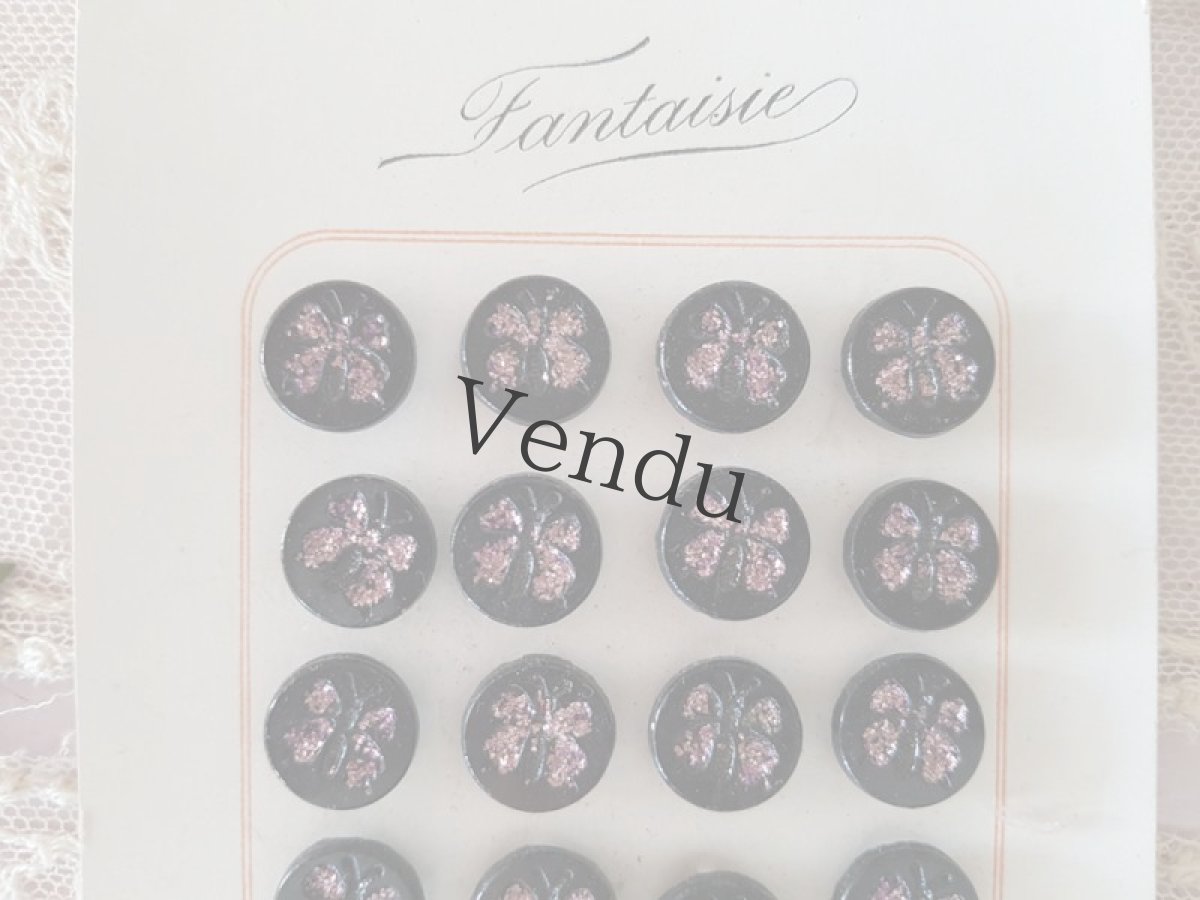 画像2: フランスアンティーク　フレンチジェットボタンシート パピヨン 12mm (2)