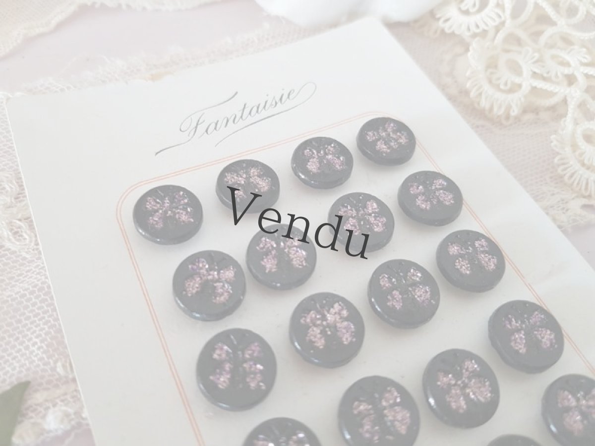 画像3: フランスアンティーク　フレンチジェットボタンシート パピヨン 12mm (3)