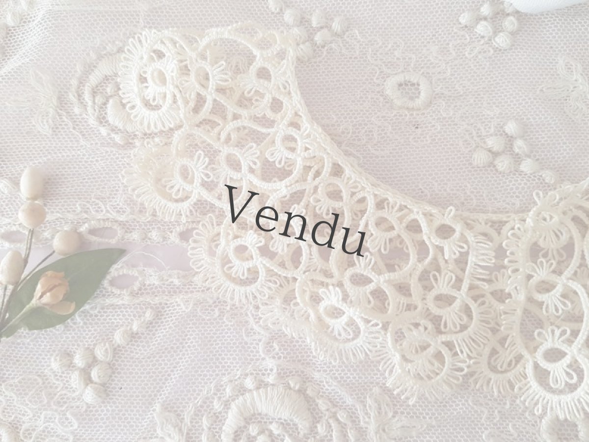 画像2: フランスヴィンテージ　ギピュールレースのつけ襟 (2)