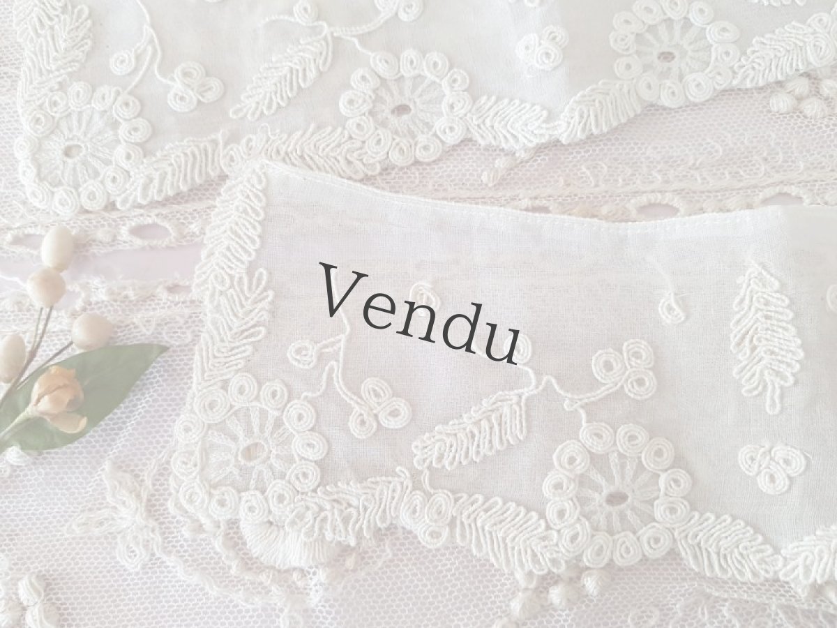 画像2: フランスヴィンテージ　刺繍ポワニエ２枚 (2)