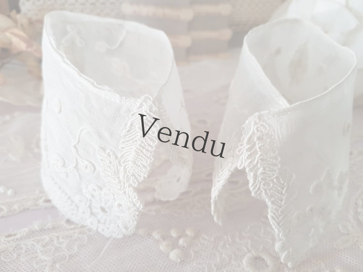 画像4: フランスヴィンテージ　刺繍ポワニエ２枚 (4)