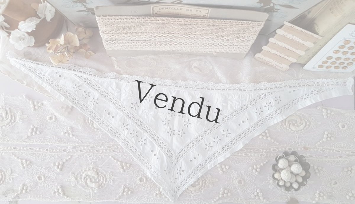 画像2: フランスヴィンテージ　小花のカットワーク 大きな三角形のモティーフ (2)