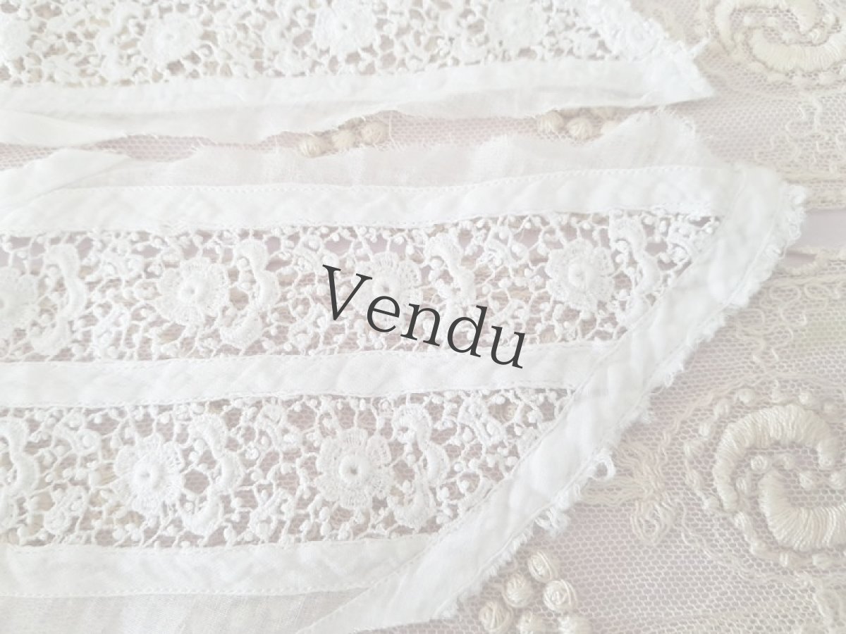 画像5: フランスヴィンテージ　ニードルレース端切れ２枚セット (5)