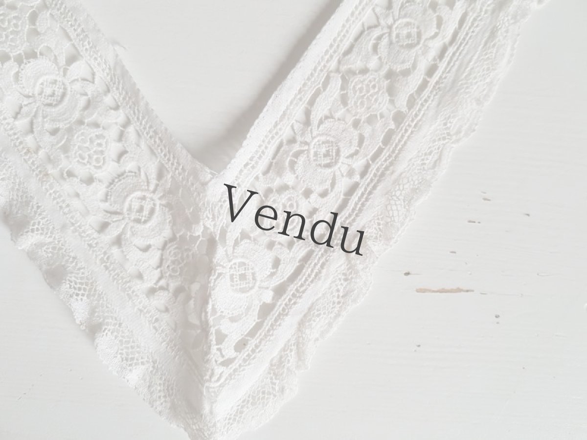 画像7: フランスヴィンテージ　ニードルレースＶ字の胸元飾り (7)