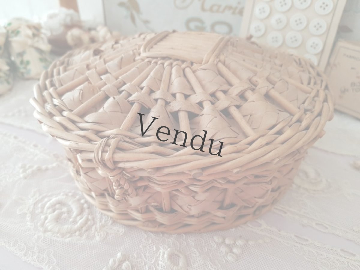 画像2: フランスヴィンテージ　蓋つき円形パニエ (2)