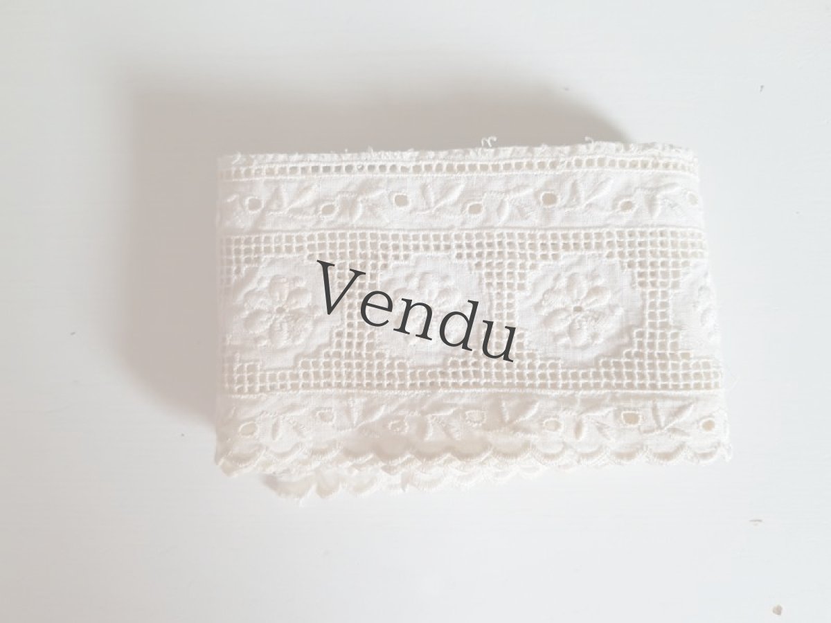 画像3: フランスヴィンテージ　白刺繍スカラップレース 63cm (3)