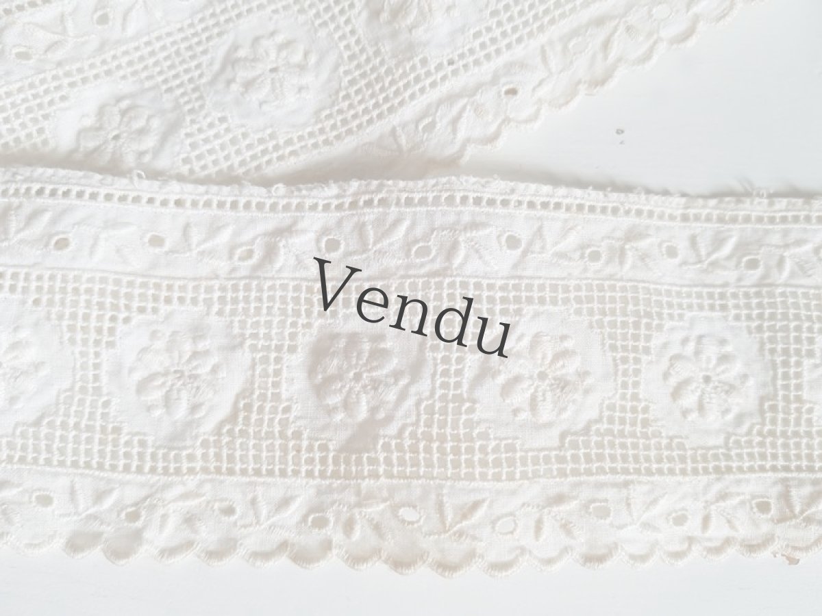 画像5: フランスヴィンテージ　白刺繍スカラップレース 63cm (5)