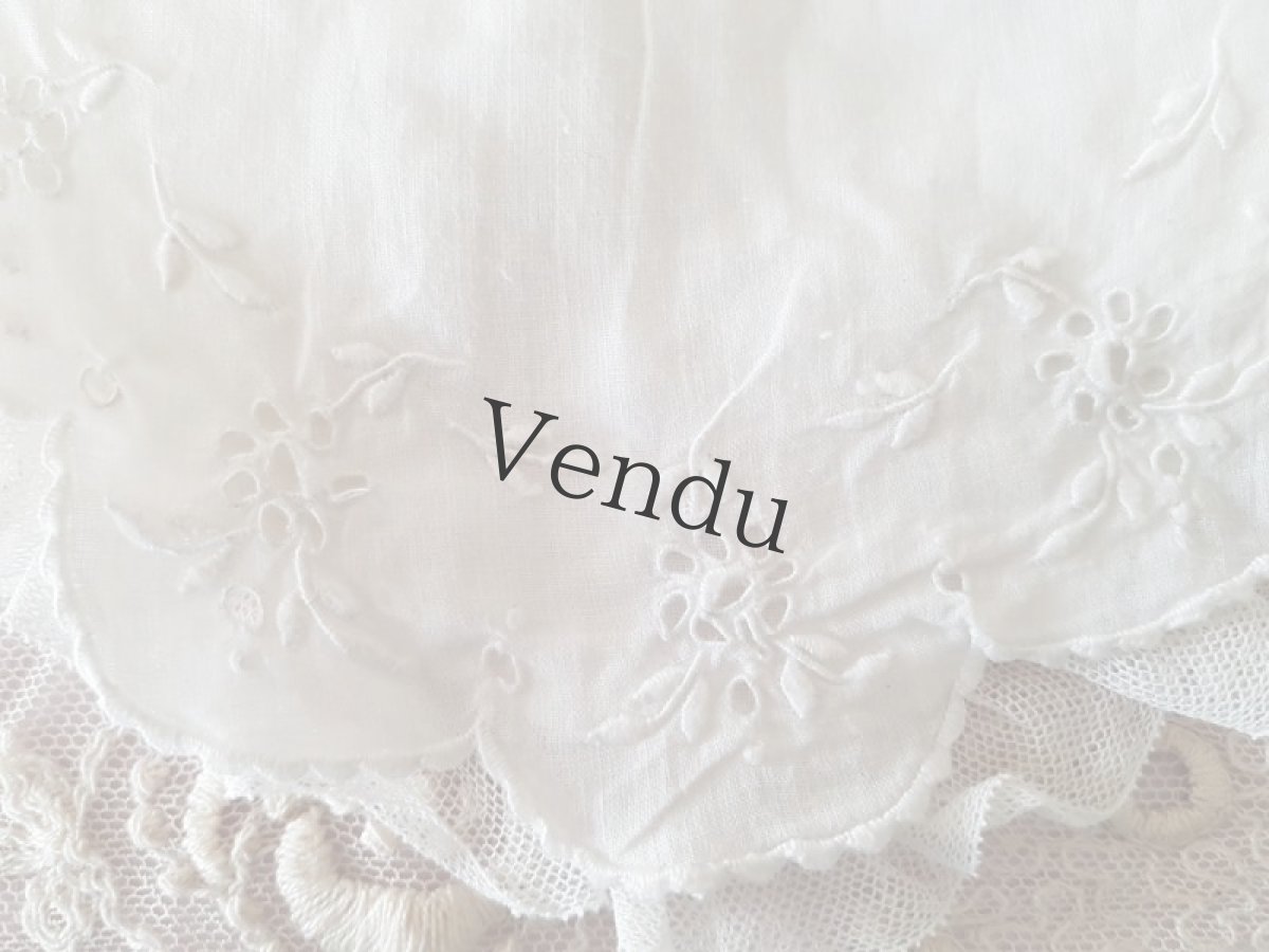 画像2: フランスヴィンテージ　カットワーク刺繍のバボワール (2)