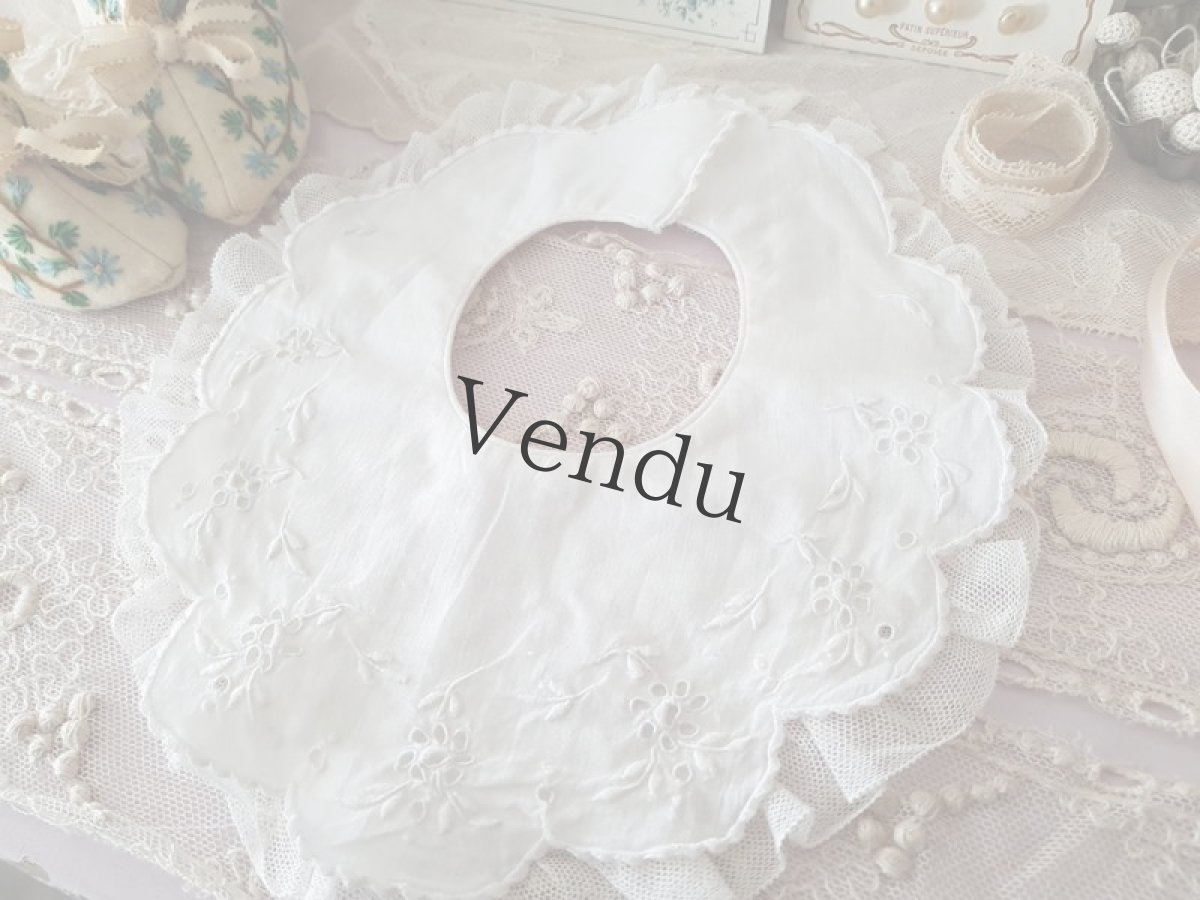 画像4: フランスヴィンテージ　カットワーク刺繍のバボワール (4)