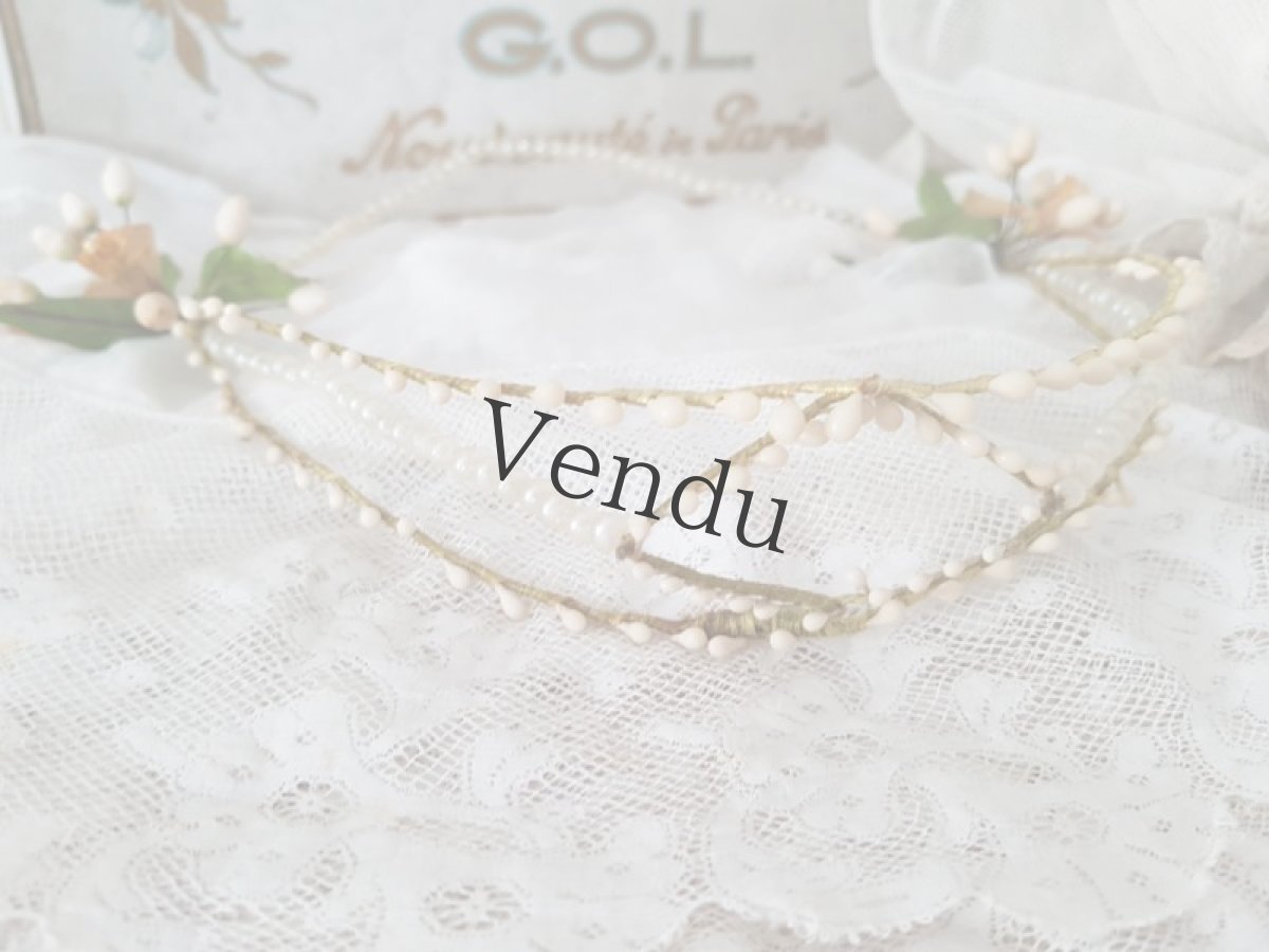 画像3: フランスアンティーク　マリアージュ ワックスフラワーティアラ、首飾りなどの装飾品紙箱入りセット (3)