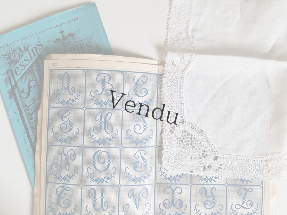 画像5: フランスアンティーク　ボビンレースハンカチ (5)