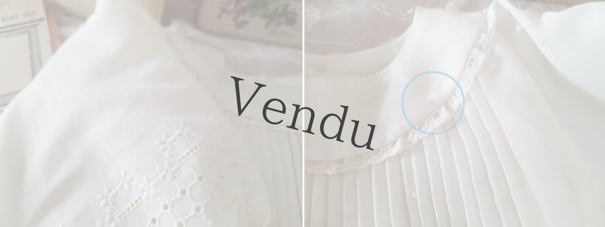 画像9: フランスヴィンテージ　可愛いちいさなプリーツブラウス (9)