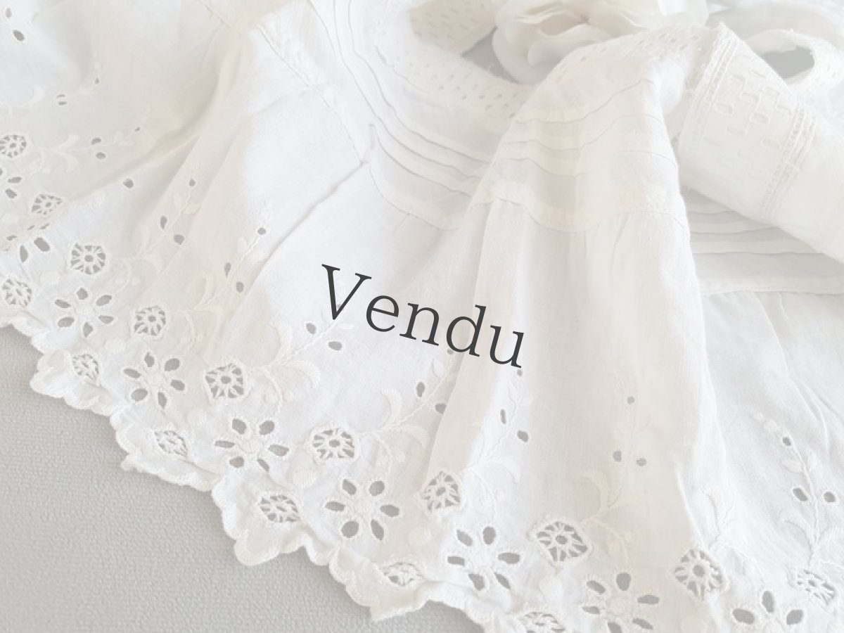 画像7: フランスアンティーク　ペチコートの裾　円状たっぷりカットワークレース　 (7)