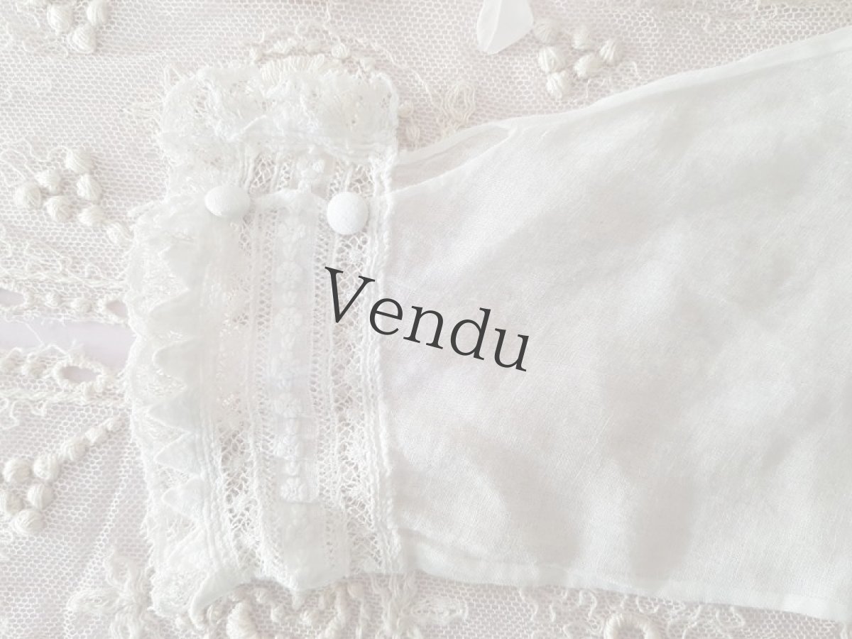 画像4: フランスアンティーク　ホワイトワークお袖パーツセット (4)