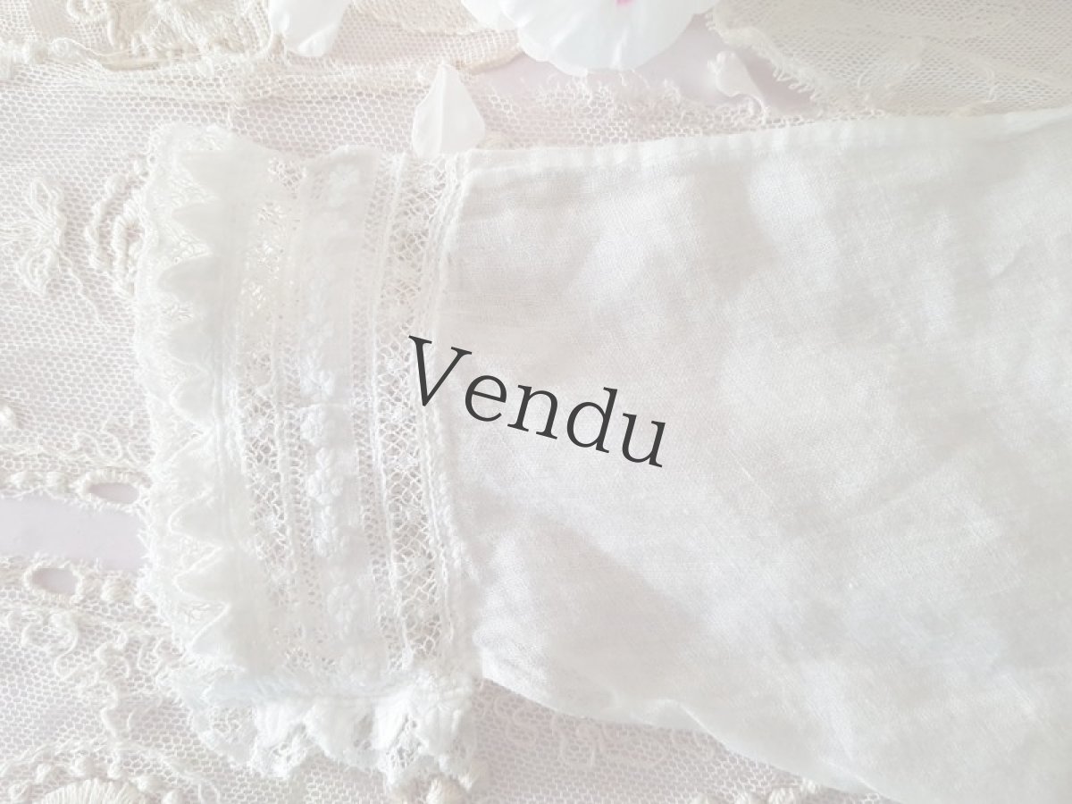 画像5: フランスアンティーク　ホワイトワークお袖パーツセット (5)