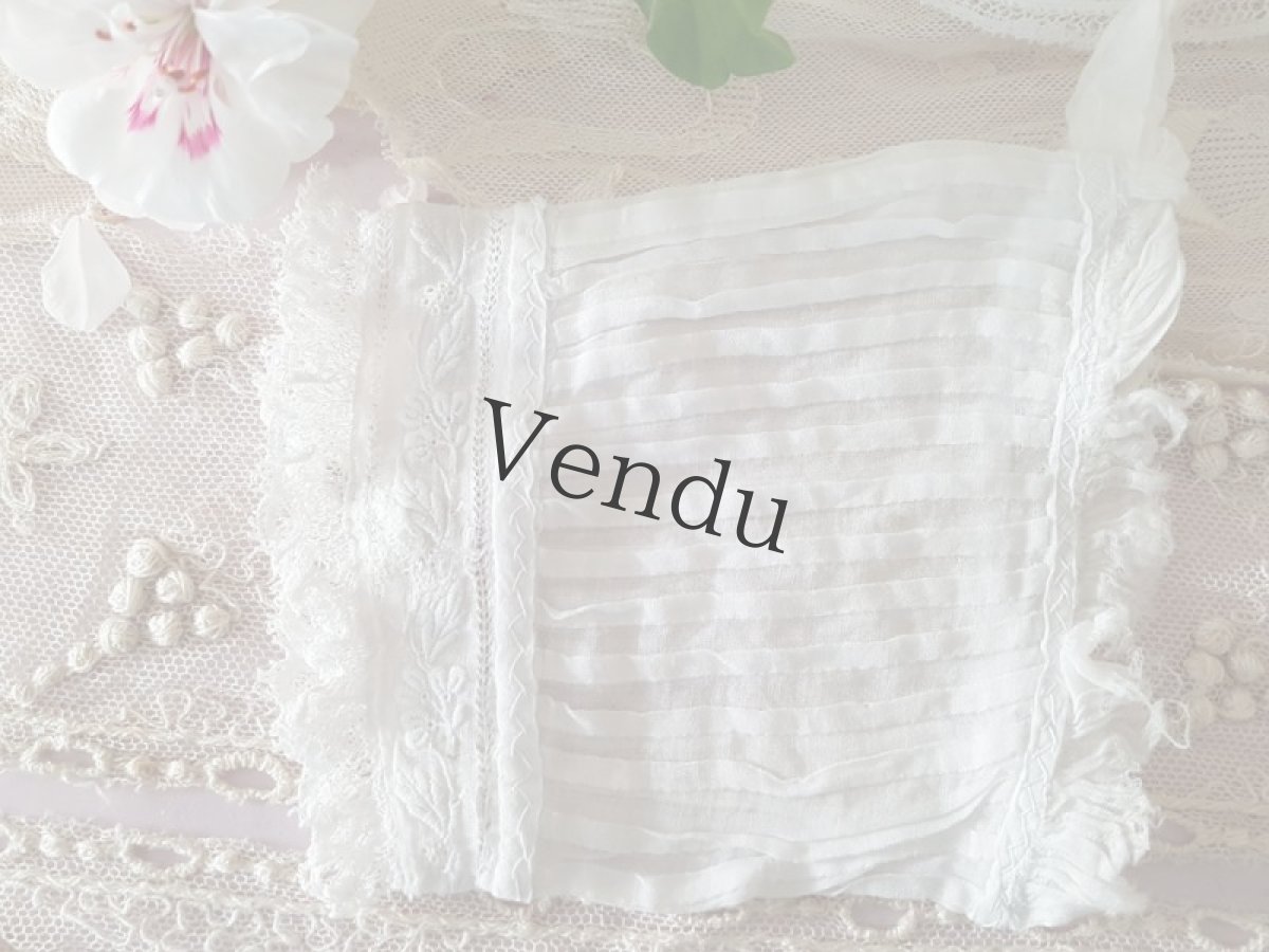 画像6: フランスアンティーク　ホワイトワークお袖パーツセット (6)