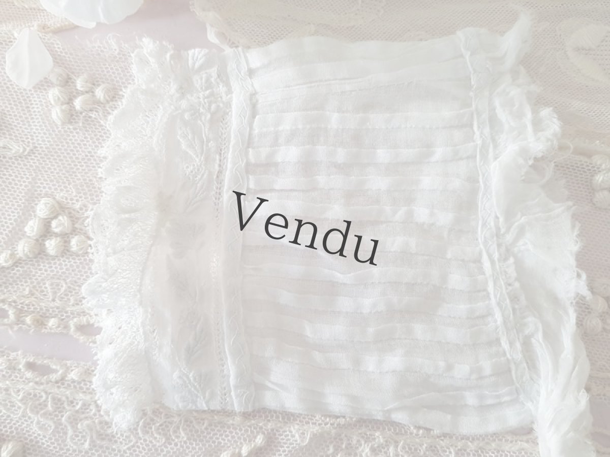 画像7: フランスアンティーク　ホワイトワークお袖パーツセット (7)