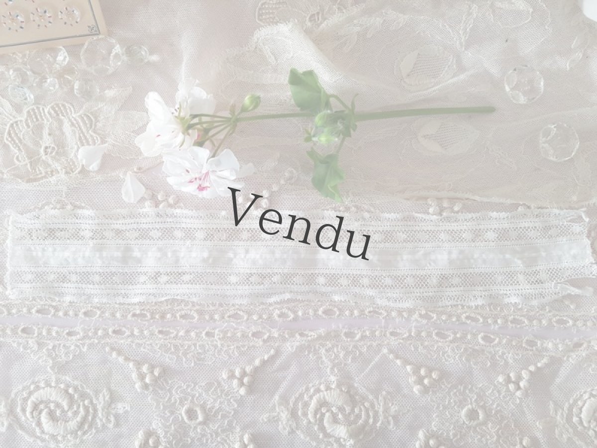 画像9: フランスアンティーク　ホワイトワークお袖パーツセット (9)