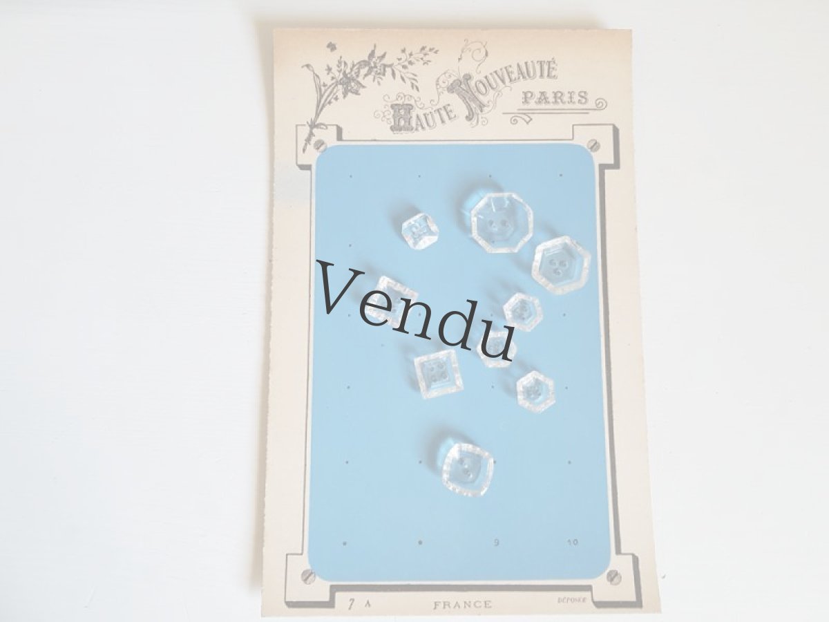 画像2: フランスアンティーク　キラキラガラスボタン9個セット＋シート (2)