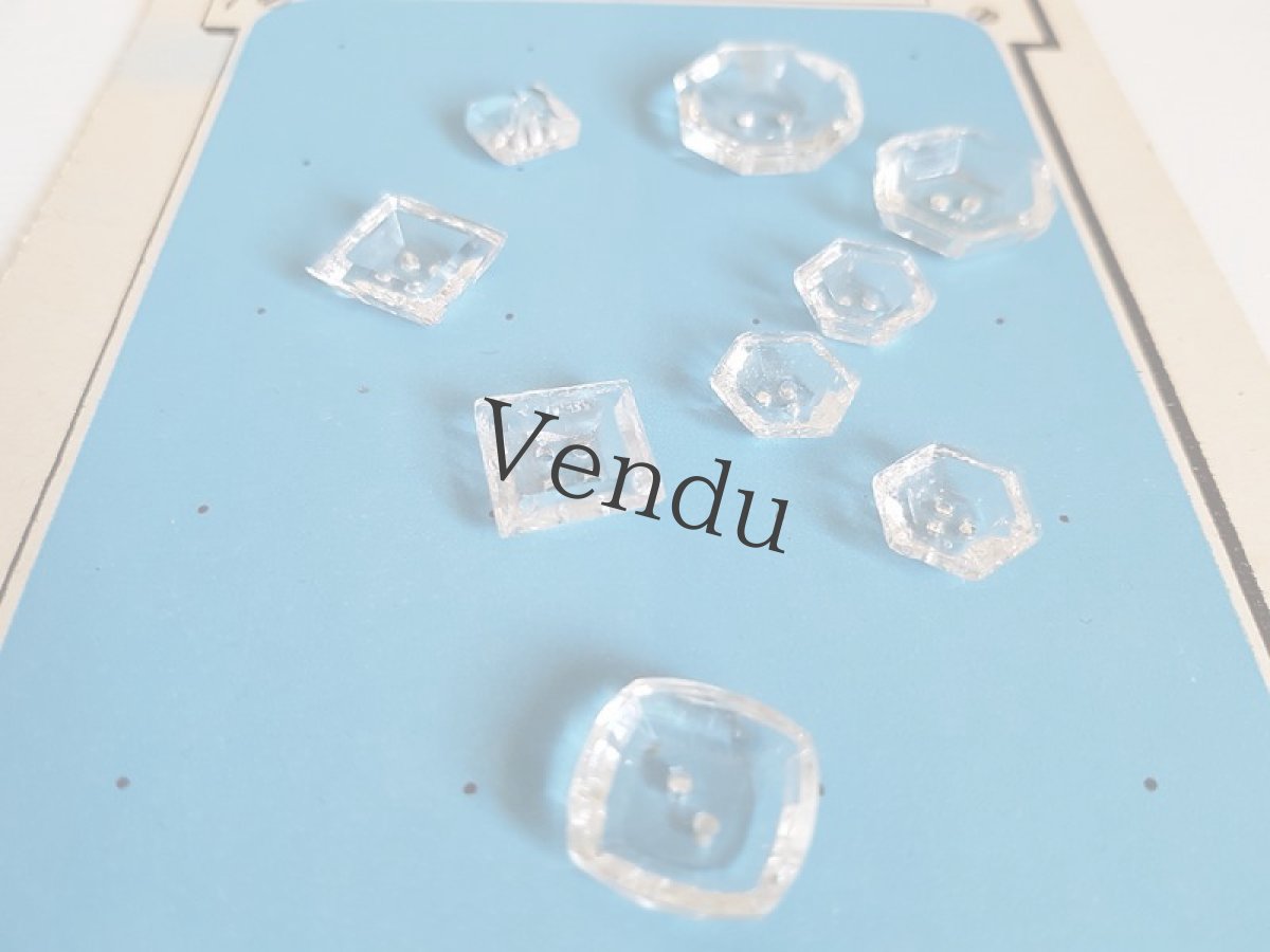 画像3: フランスアンティーク　キラキラガラスボタン9個セット＋シート (3)