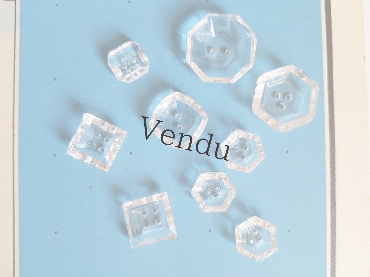 画像4: フランスアンティーク　キラキラガラスボタン9個セット＋シート (4)