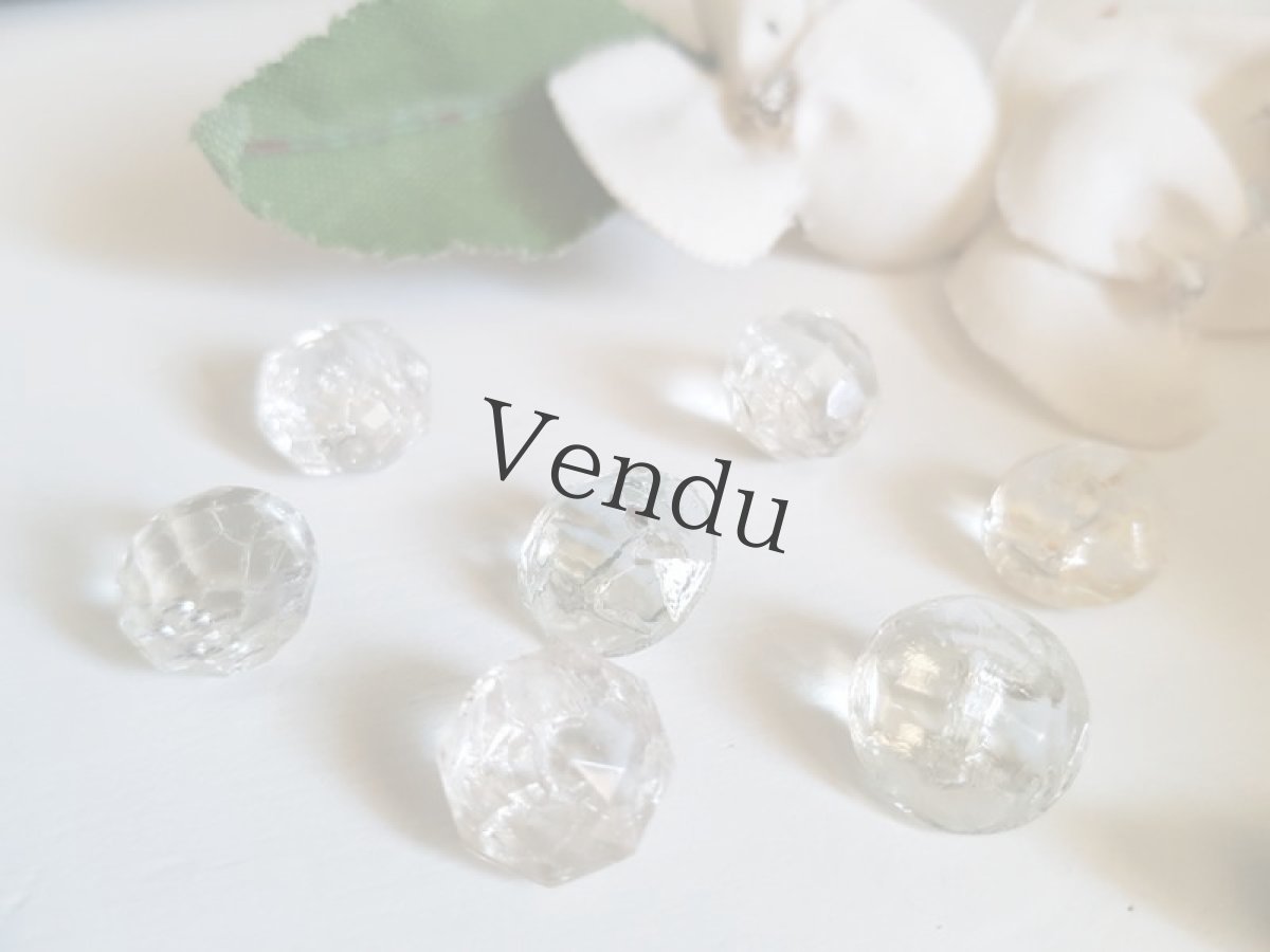 画像3: フランスアンティーク　氷の粒のようなガラスボタン13-14mm 7個セット (3)