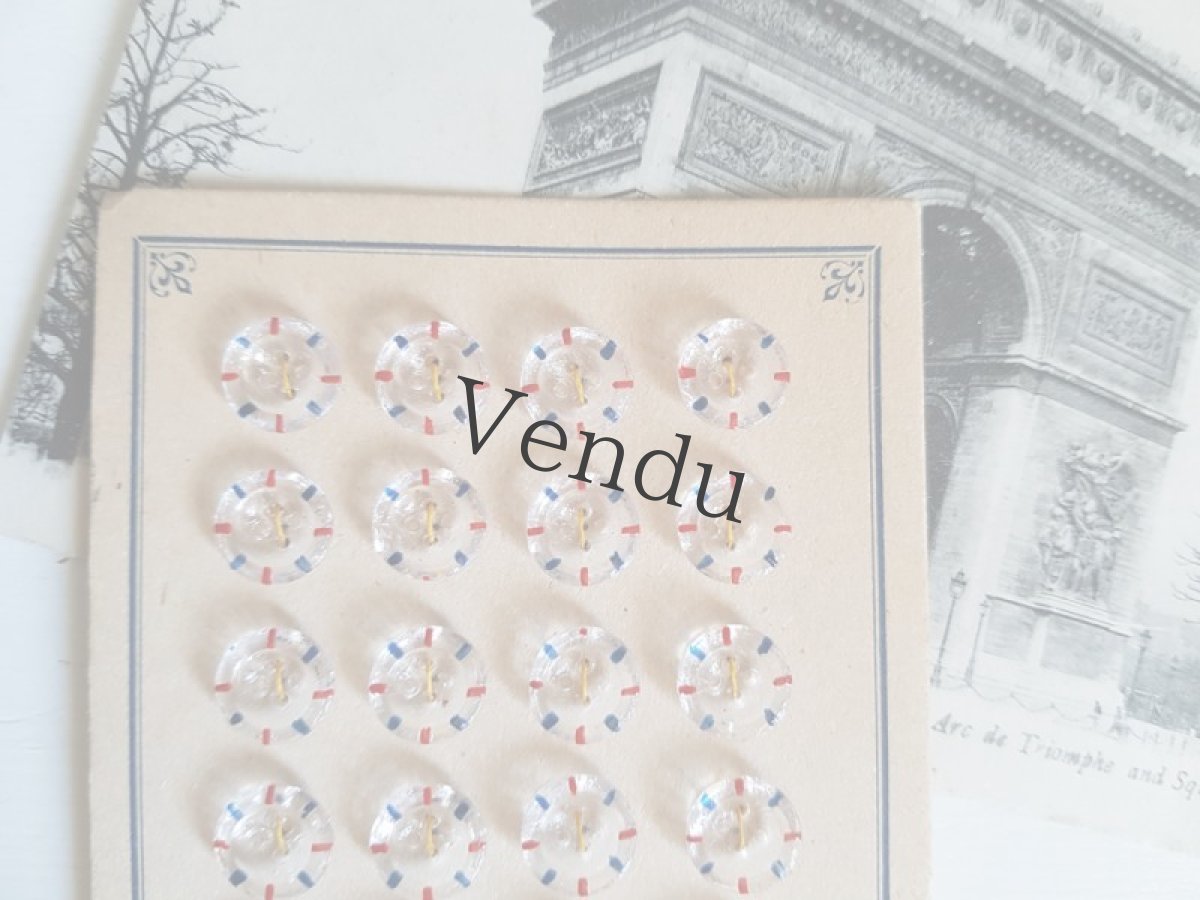 画像2: フランスヴィンテージ　トリコロールガラスボタン 10mm (2)