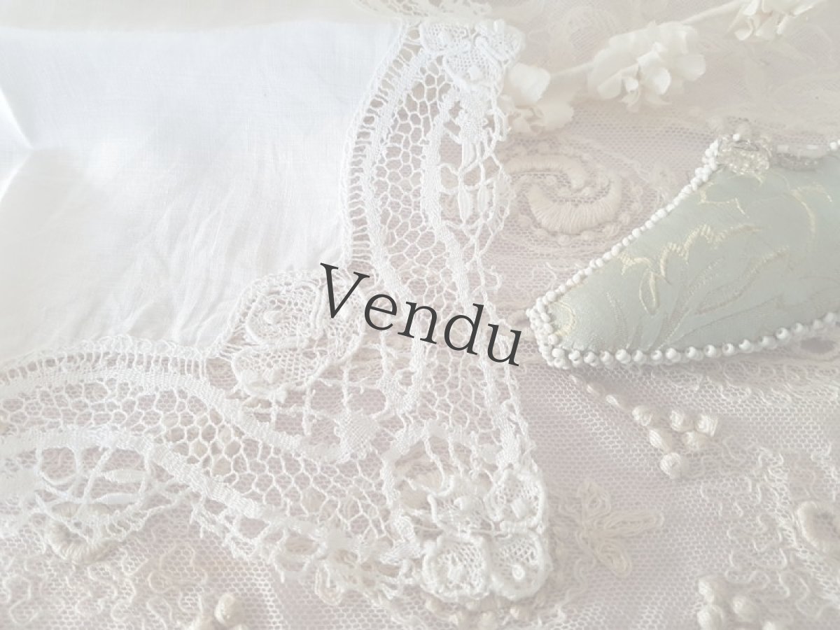 画像4: フランスアンティーク　レースハンカチ (4)