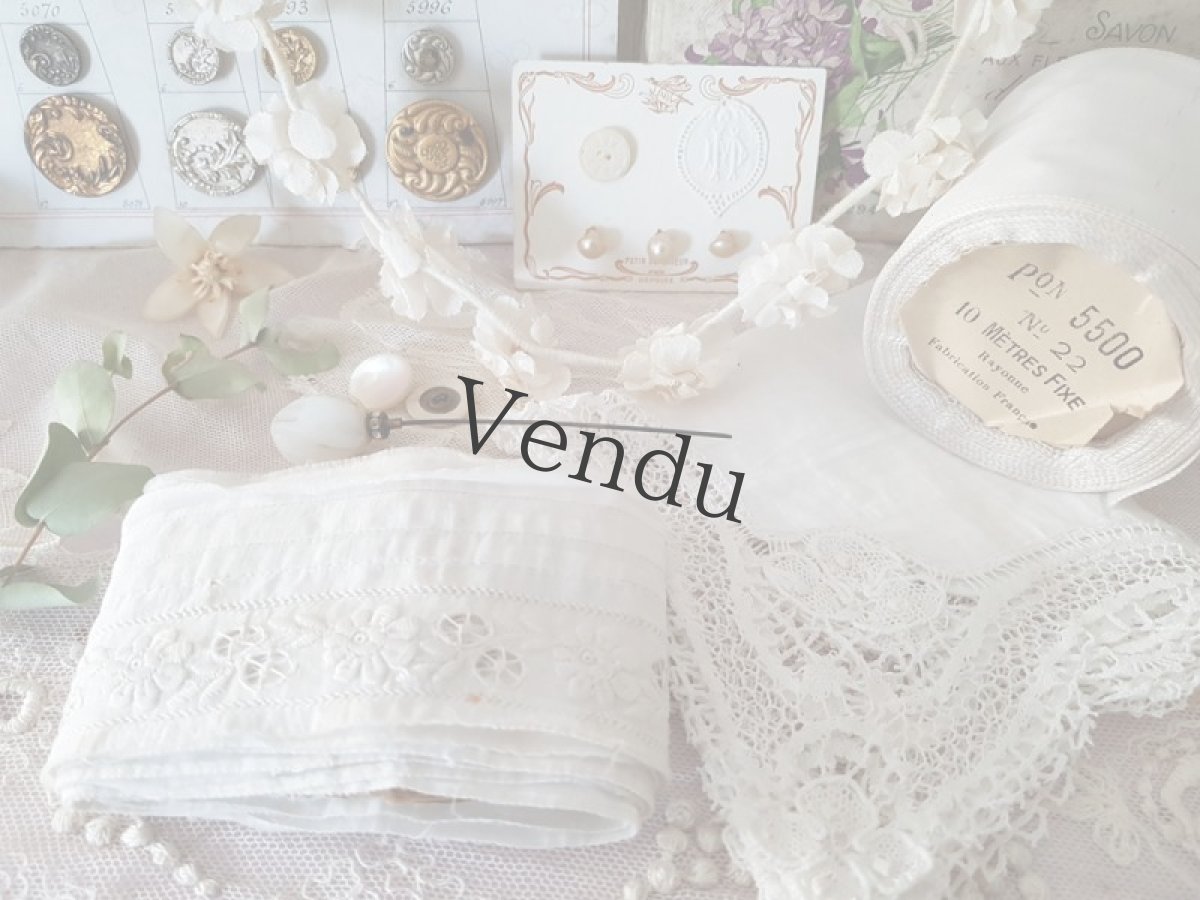 画像9: フランスアンティーク　リボン Blanc (9)