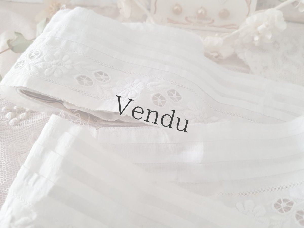 画像3: フランスアンティーク　プリサ―ジュと白糸刺繍の端切れ 215cm (3)