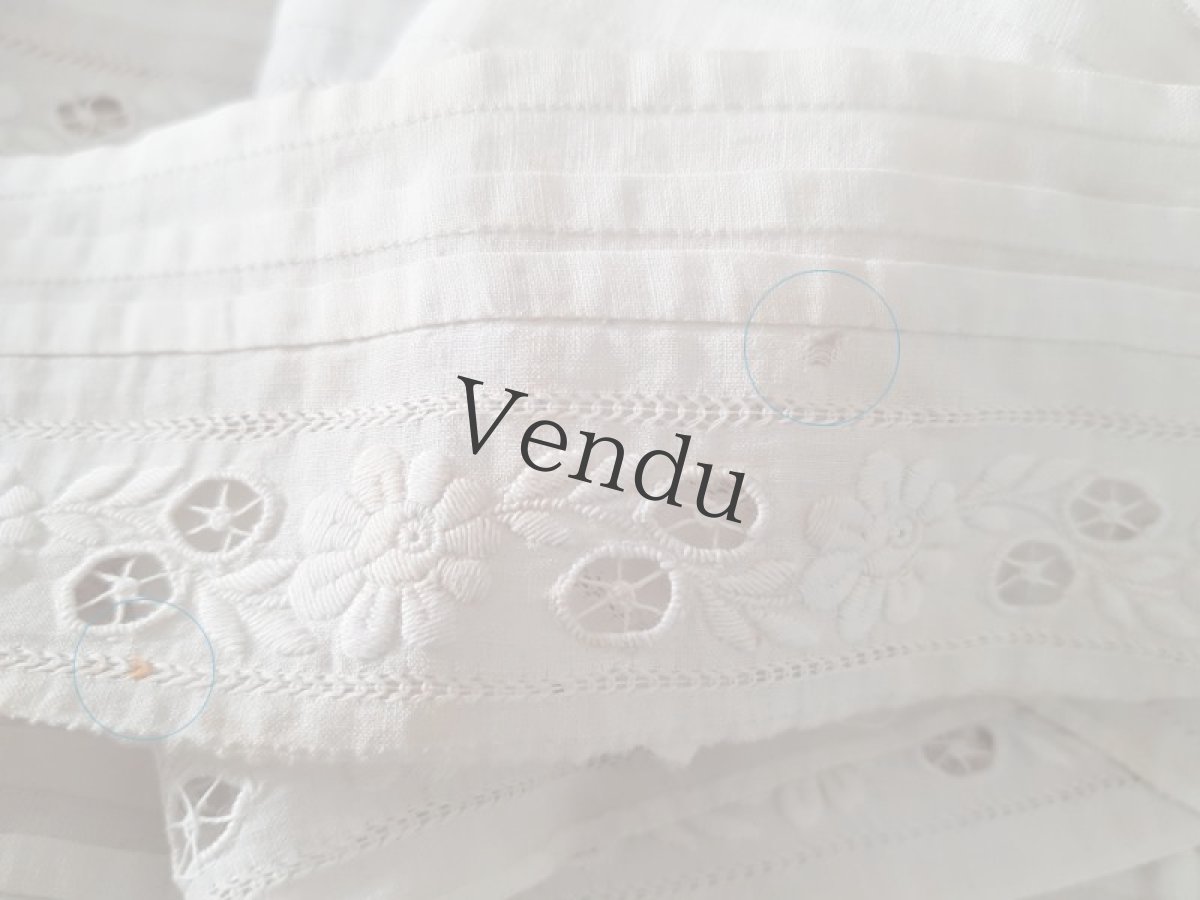 画像5: フランスアンティーク　プリサ―ジュと白糸刺繍の端切れ 215cm (5)