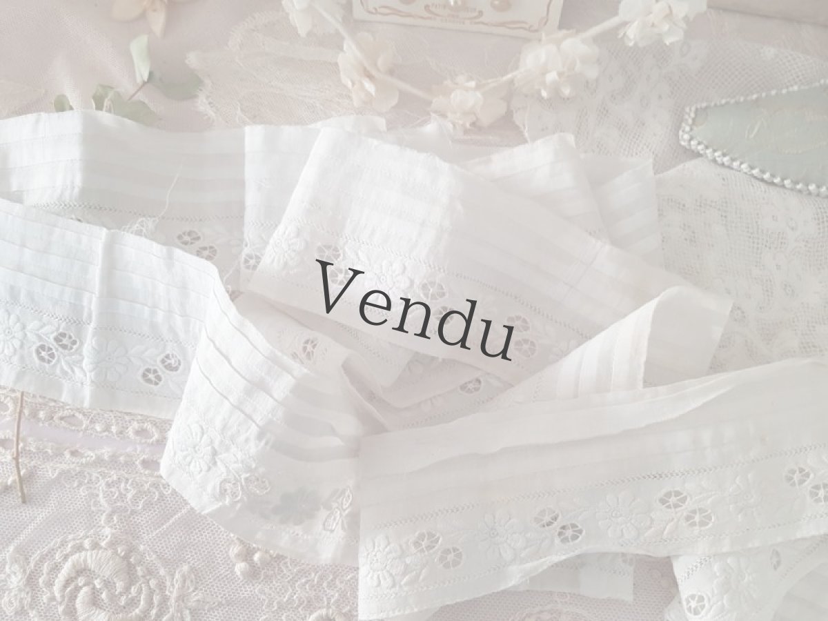 画像4: フランスアンティーク　プリサ―ジュと白糸刺繍の端切れ 215cm (4)