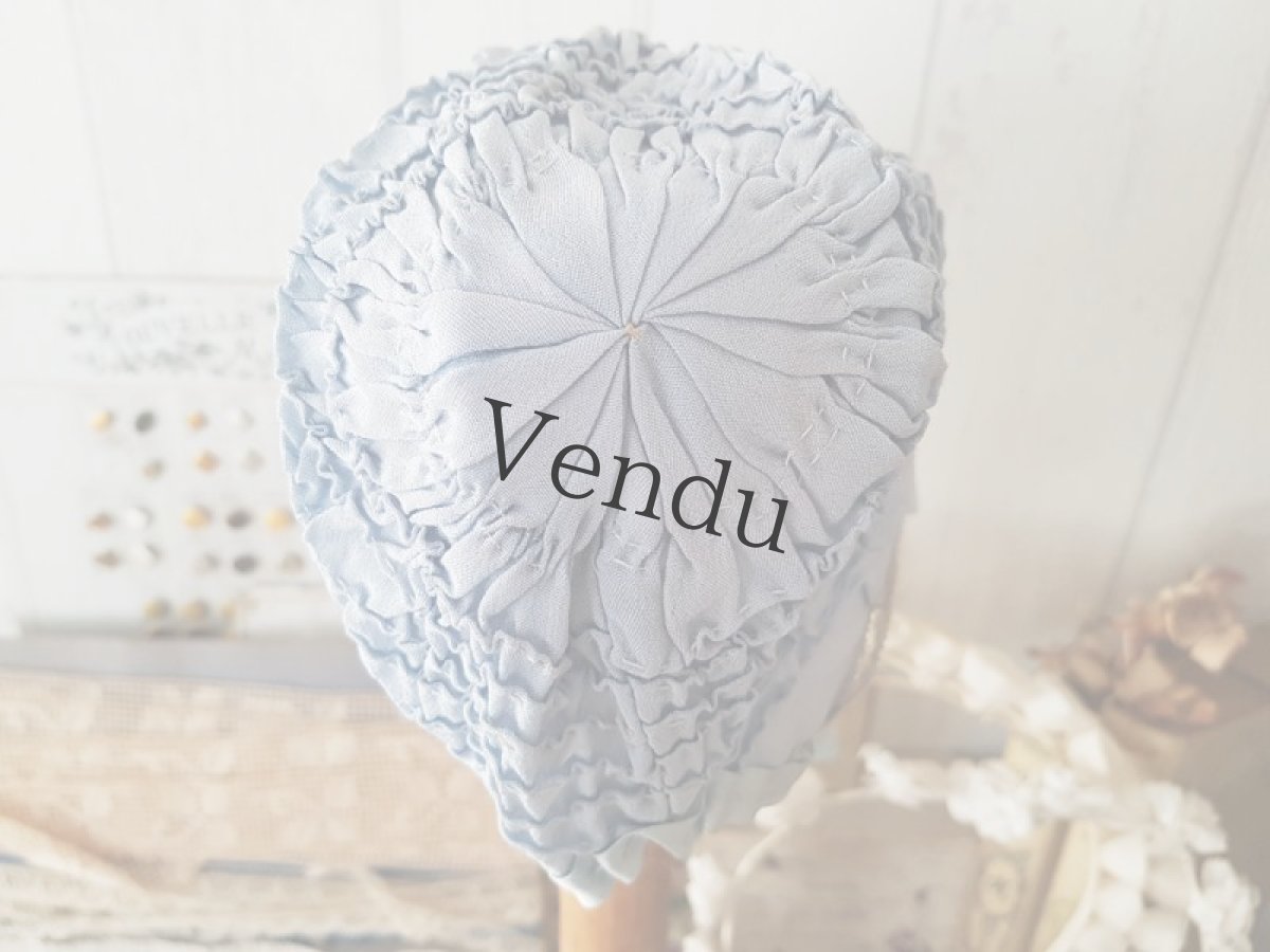 画像6: フランスアンティーク　ノスタルジックな水色のちいさなボネ (6)