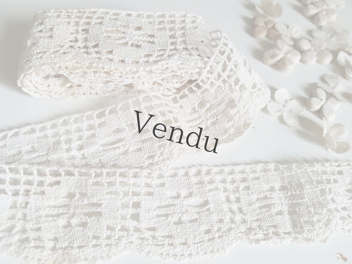 画像2: フランスアンティーク　フィレレース　スカラップ 168cm (2)